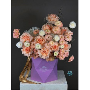 Arrangement of Spring Flowers in a Box